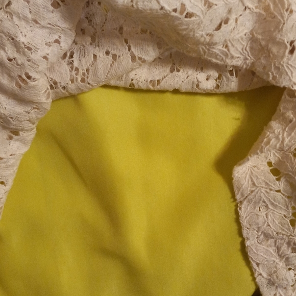 Ann Taylor Loft White Lace, Lime Green Lined Dress, Size 10 - Picture 3 of 9